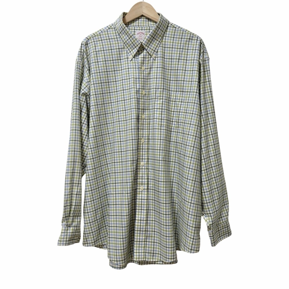 Brooks Brothers 346 Mens Original Polo Plaid Button Down Shirt XXL Green‎ Office